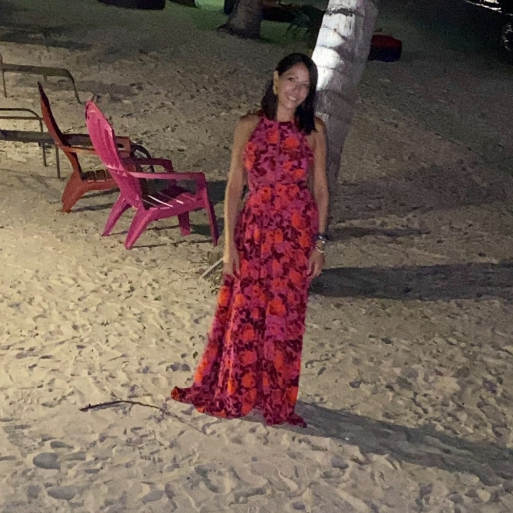 Abel the label small pink maxi dress halal tie